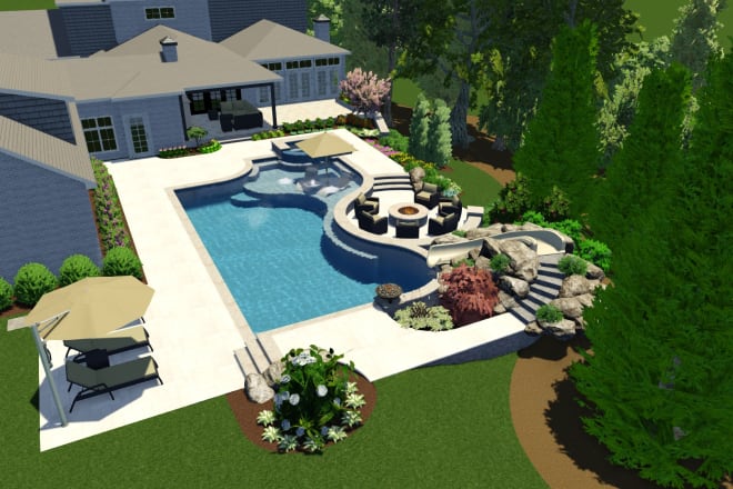 I will 3d render your pool, backyard, or landscaping design
