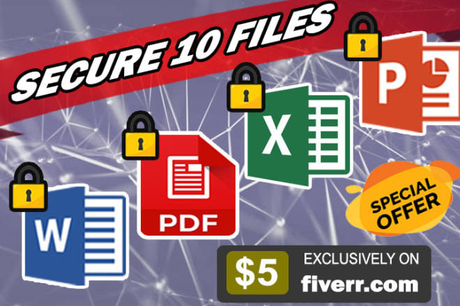 I will add password, secure PDF, protect lock PDF, doc, PPT, excel plus surprise