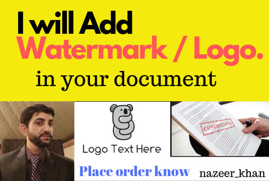 I will add watermark or logo in your papers, document