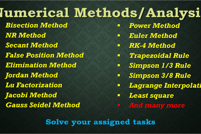 I will assist you with numerical methods and numerical analysis