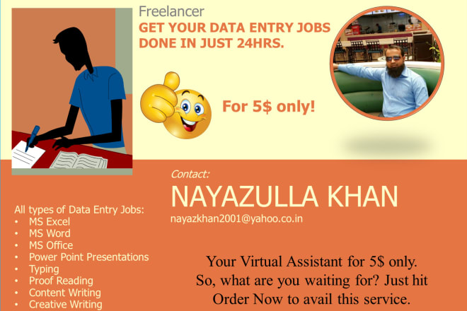 I will be your virtual assistant for just 5 dollars only