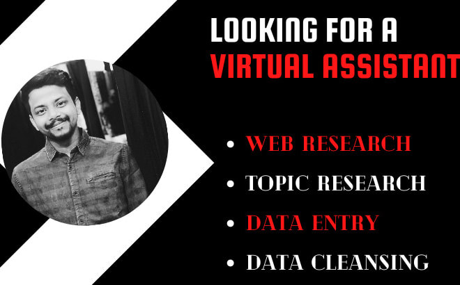 I will be your virtual assistant for web research and data entry