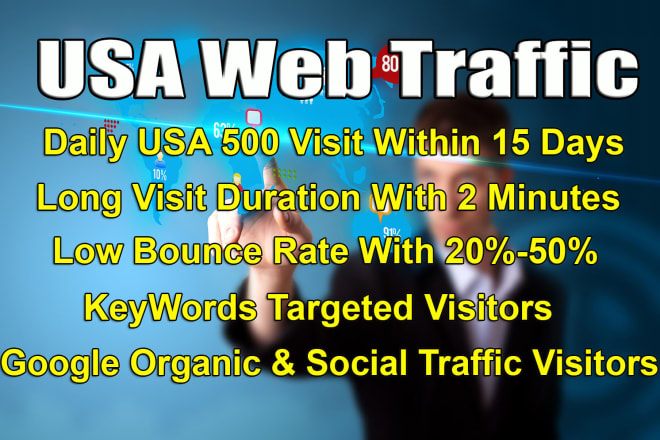 I will bring USA organic us web traffic long visit