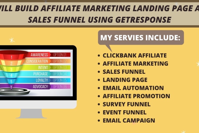 I will build affiliate marketing landing page and sales funnel using getresponse