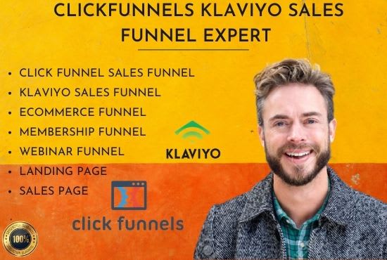 I will build clickfunnels sales funnel klaviyo sales funnel and landing page