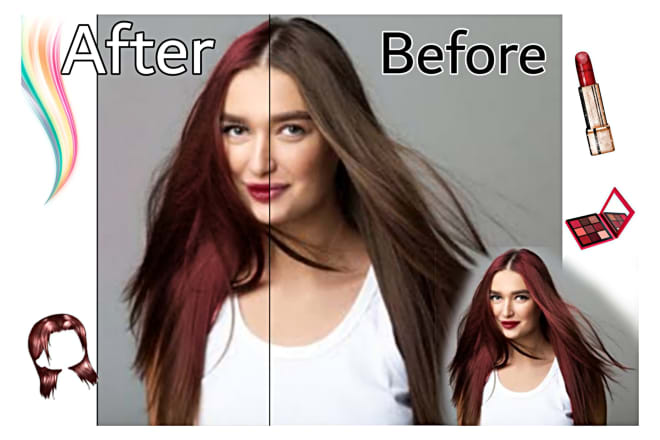 I will change your hair color or put makeup on your face in photoshop
