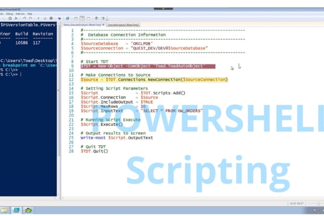 I will code powershell and python scripts with sql server