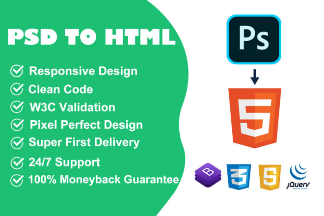 I will convert psd to html responsive with bootstrap