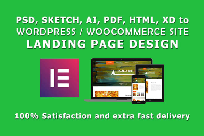 I will convert PSD to wordpress website, landing page using elementor