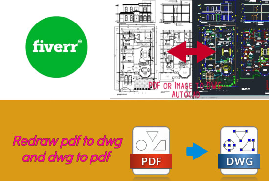 I will convert your PDF or image to dwg or dxf editable drawing file