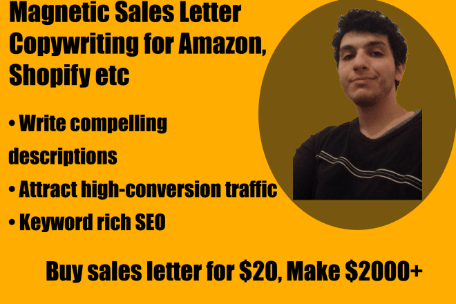 I will copywrite compelling sales letter for amazon, brand etc