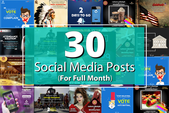 I will create 30 unique social media posts designs for whole month