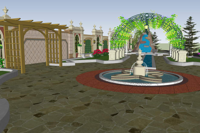 I will create 3d model and landscape design in sketchup