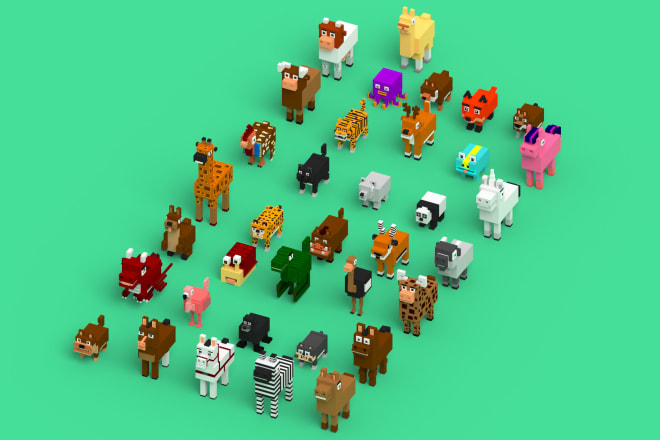 I will create 3d voxel models animal for video games