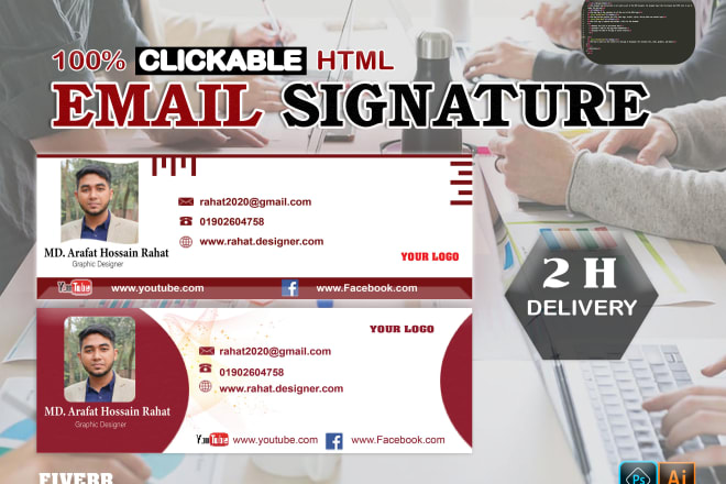 I will create a clickable HTML email signature