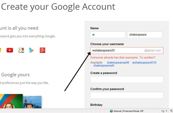 I will create a gmail account for you