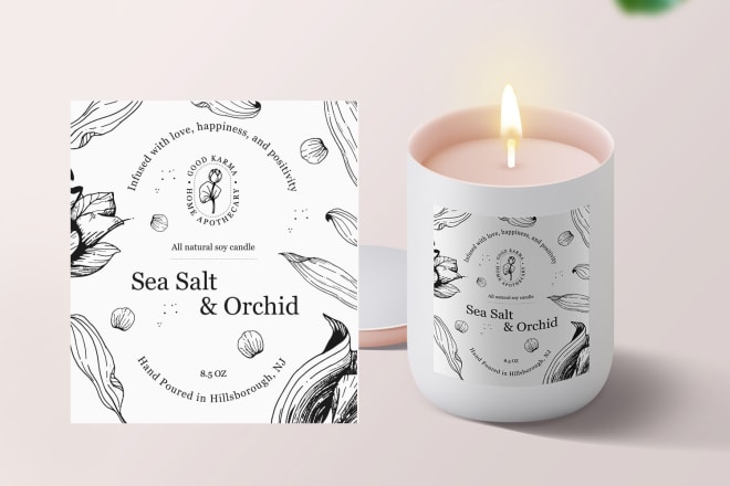 I will create a professional candle, product label design