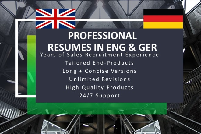 I will create a smashing CV in ger and eng