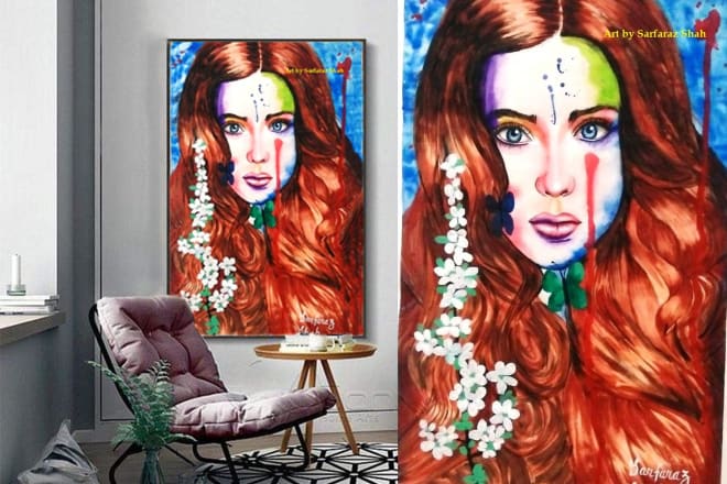 I will create abstract watercolor portrait painting for your wall or canvas