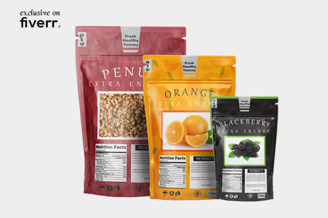 I will create an attractive pouch and food packaging design