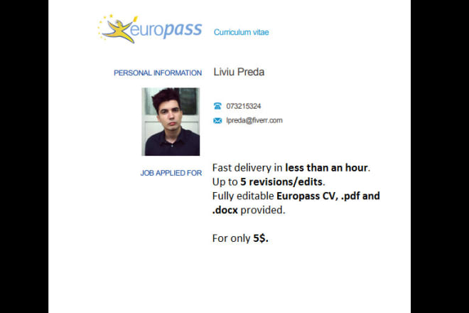 I will create an editable europass CV for you