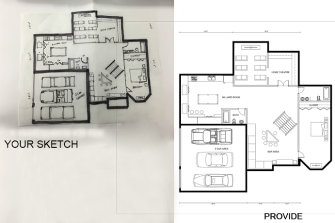 I will create architectural 2d drawing floor plan in autocad, 3d floor plan in sketchup