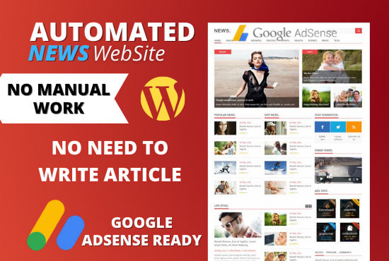 I will create automated news website with adsense approval autoblog