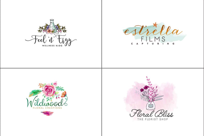I will create beautiful watercolor, floral, signature or feminine logo