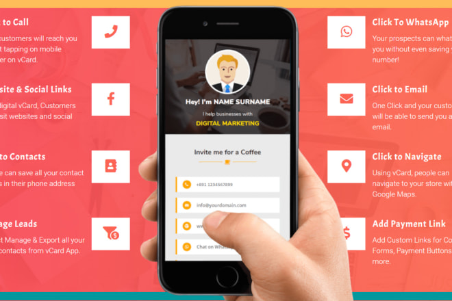 I will create clickable mobile digital business card and vcard in 24 hours