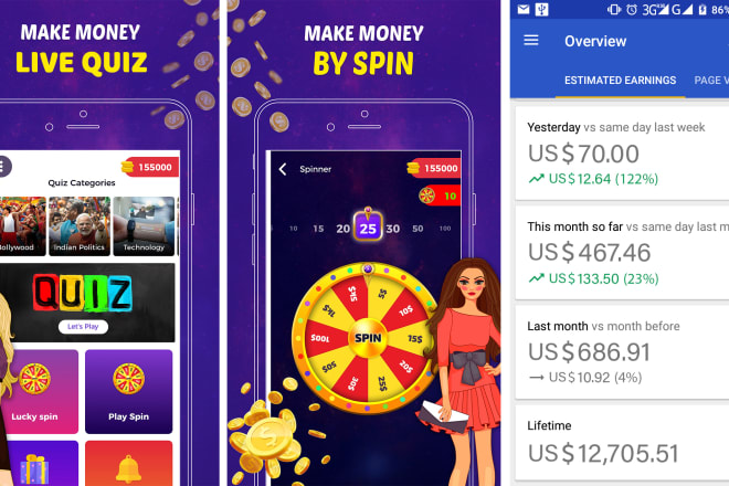 I will create daily earning android app,spin and earn,ludo app