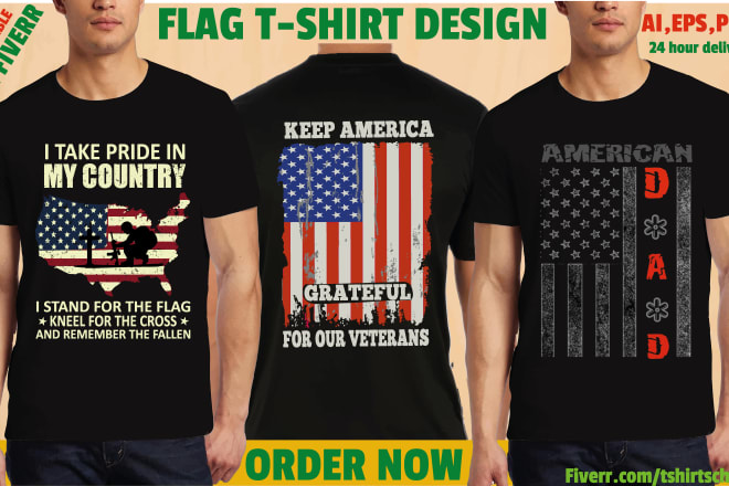 I will create distressed faded flag t shirt design