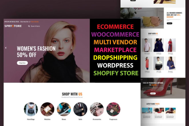 I will create ecommerce multi vendor dropshipping marketplace in wordpress or shopify