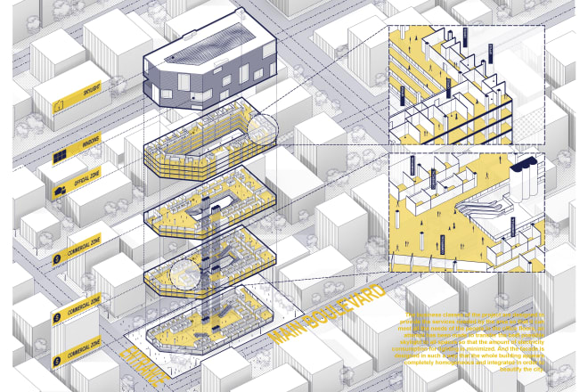 I will create exploded architectural diagrams and drawings