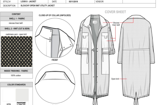 I will create fashion cad illustrations flat technical drawings