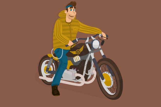 I will create for your cartoon motorcycle log as you request