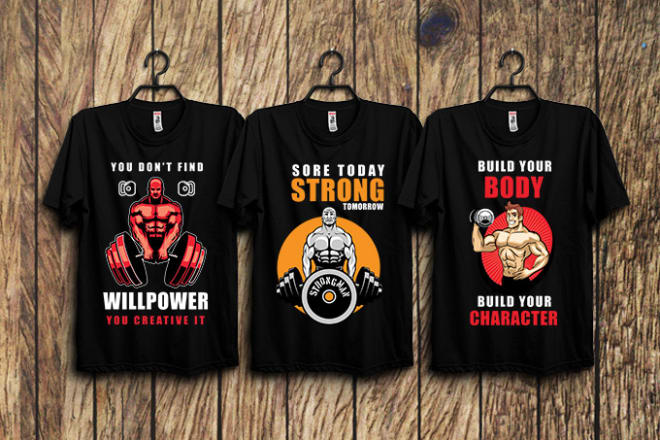 I will create gym fitness crossfit typography t shirt