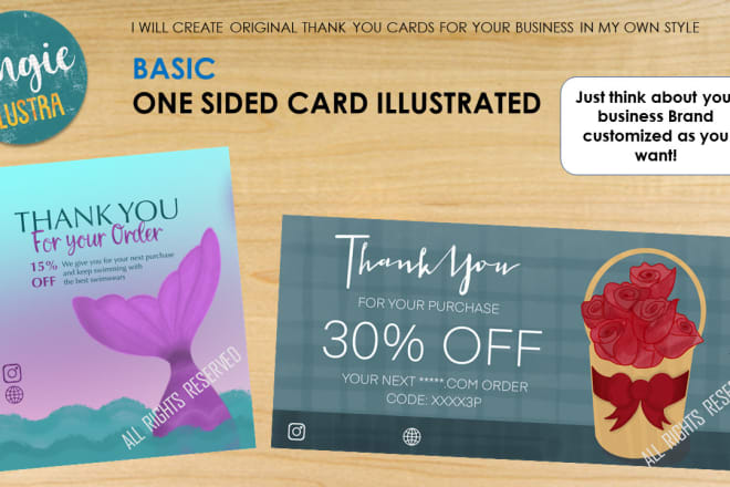 I will create illustrated thank you cards for your business on my own style