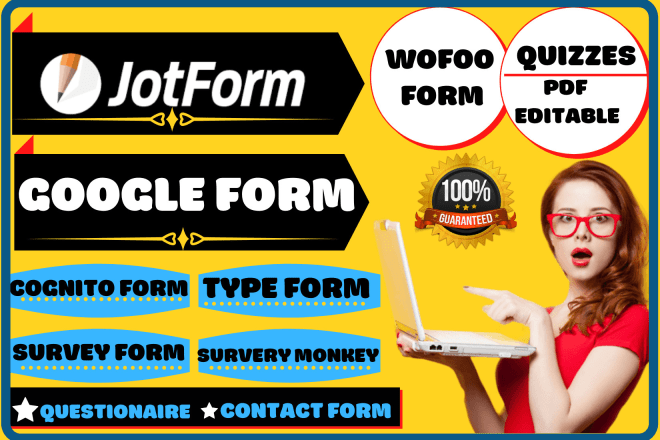 I will create jotform google forms type form and survey form