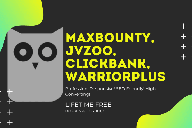 I will create landing page for maxbounty, jvzoo, warriorplus, clickbank, and more