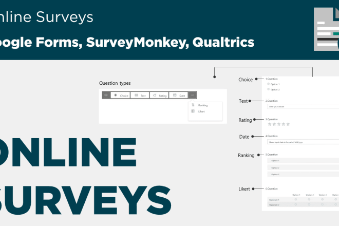 I will create online surveys in google forms and surveymonkey