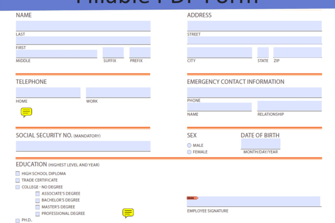I will create or design fillable pdf form with custom template