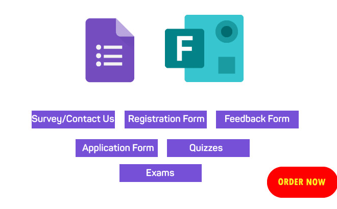 I will create professional online forms and survey using google forms microsoft forms
