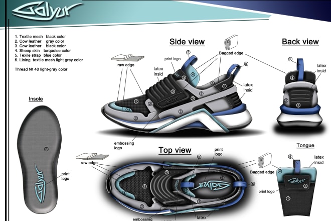 I will create shoe design and technical package for manufacturing