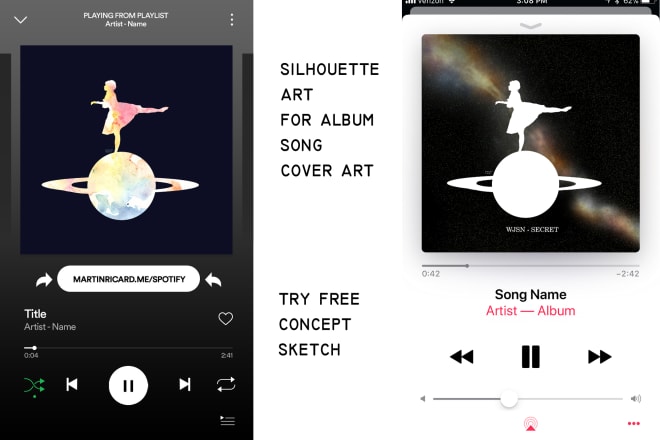 I will create silhouette art for spotify cover