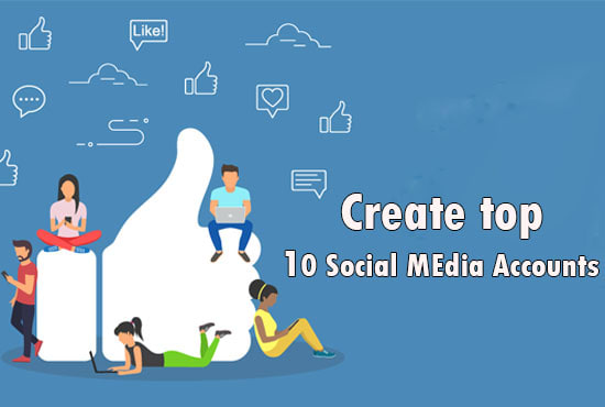 I will create top 10 social media account for your website business