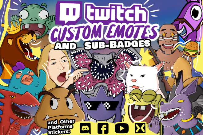 I will create twitch emotes and sub badges for your channel