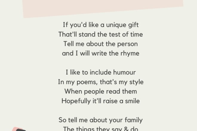 I will create unique personalised poems