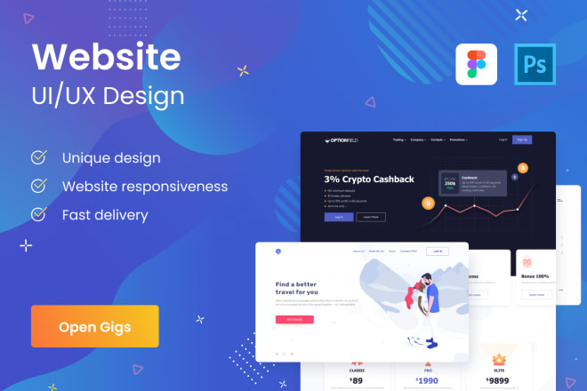 I will create ux ui design website, landing page for you