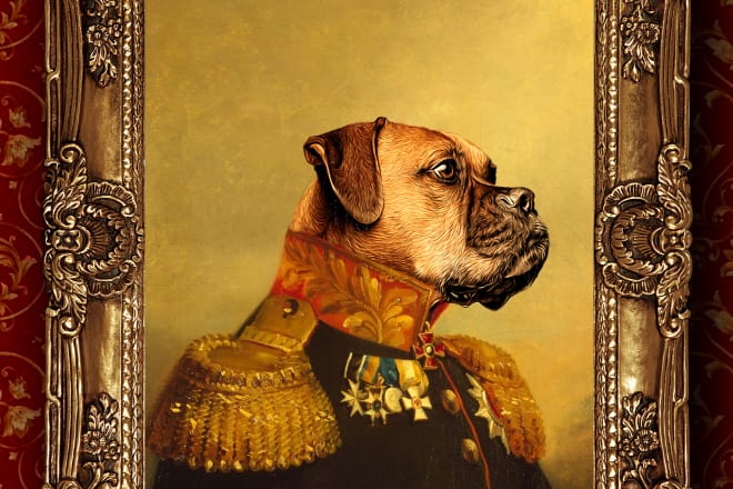 I will create vintage military paintings of you and your pets