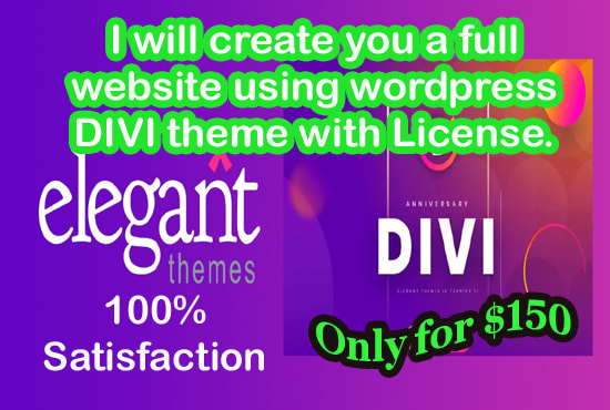 I will create you a full website using wordpress divi theme with license